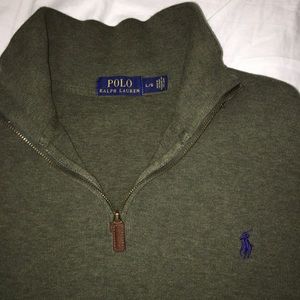 Polo Large Men's Quarter Zip Pullover Green